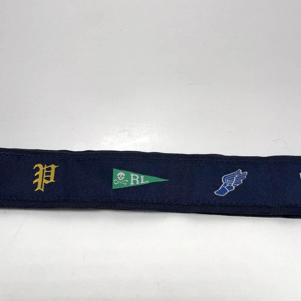Polo Ralph Lauren Kids Embroidered Flag Fabric D-Ring Belt Navy Blue 33